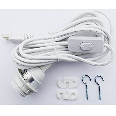 Cord Set for Ceiling Pendant Lamp Shade, 15' Cable , WITH ON/OFF SWITCH , Multi-purpose