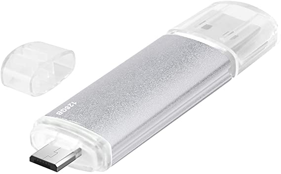 VANSUNY Micro USB Flash Drive 128G OTG Flash Drive Compatible with Android Smartphone Tablet Micro-USB Dual Memory Stick for Laptop PC Mac Computer Car Audio Projector, Silver