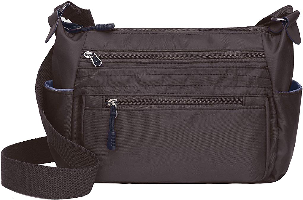 RFID Multi Pocket Pocketbooks Crossbody Bag Lightweight Travel Shoulder Handbag Oxford Nylon Waterproof Messenger Purse