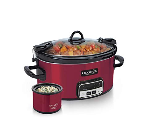 Crock-Pot 6-Quart Cook & Carry Manual Slow Cooker with Little Dipper Warmer, Red