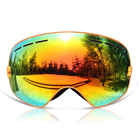 GANZTON Ski Goggles Skiing Snowboard Windproof Goggles with OTG Over Glasses,Double Lens,Anti-UV Anti-Fog and Interchangeable Lens Sunglasses,Helmet Compatible for Women And Men, Boys And Girls