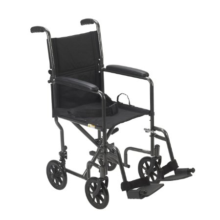 Drive Medical Lightweight Steel Transport Wheelchair Fixed Full Arms 19 Seat
