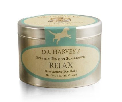 Dr Harveys Relax and Stress Herbal Supplement for Dogs 8-Ounce Tin
