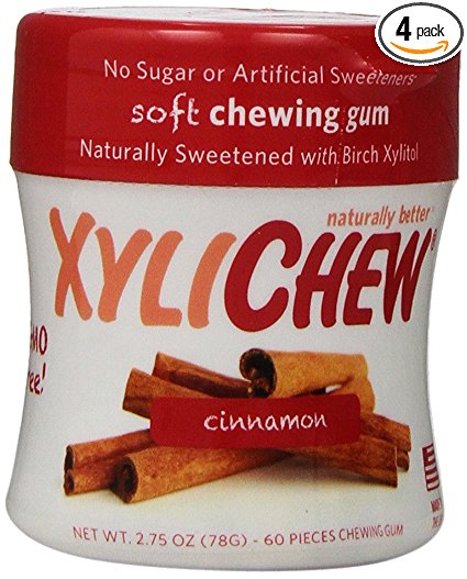 Xylichew - Naturally Better Sugar-Free Chewing Gum, Cinnamon - 4 Pack of 60 Pieces (240 Pieces Total)