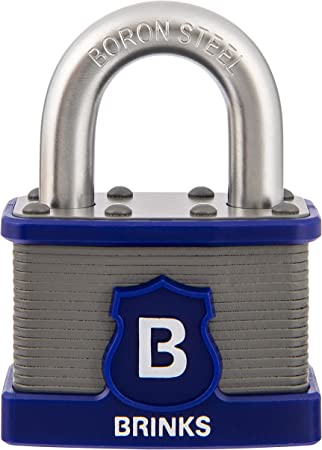 Brinks Home Security 677-50001 50MM Commercial Laminated Steel Padlock with Boron Steel Shackle