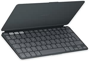 Logitech Keys-to-Go 2, Clavier sans Fil Portable pour iPad avec Protection intégrée, Plat et Compact, iPad, iPhone, Mac et Apple TV, passez Facilement d'un Dispositif à Un Autre, AZERTY FR - Graphite