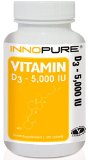 Vitamin D3 Optimum Strength - 5000 IU  One a Day Easy to Swallow Tablets  1 Year Supply 365 Tablets  Innopure