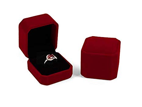 duoduodesign Rose Red Velvet Ring Box (Rose Red and Black)