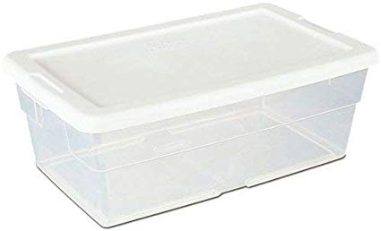 STERILITE? 16 Quart Basic Clear Storage Box with White Lid (Pack of 6)