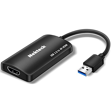 Nekteck USB 3.0 to HDMI 4K UHD(Ultra High Definition) Adapter up to 3840x2160 External Multi-Monitor Graphics Adapter (support Windows7, 8, 8.1, 10)