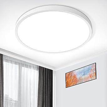 inShareplus 12inch LED Ceiling Light, White 24W(240W Equiv) 6000K Cold White Flush Mount Ceiling Lights Fixture, Super Bright, 3200LM Modern Ceiling Lamp for Bedroom Kitchen, Office, Hallway