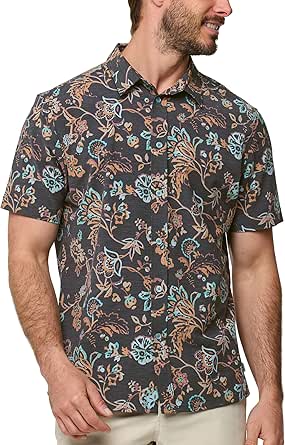 INTO THE AM Mens Casual Button Down Shirts - Short Sleeve Summer Beach Hawaiian Tropical Vacation Shirt Relaxed Button Up