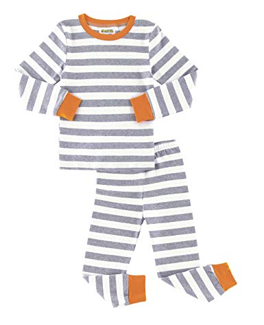 Fiream Girls Boys Pajamas Sets Cotton Striped Long Sleeve Thickened Sleepwear for Girls and Boys Size 12 Month-13 Years