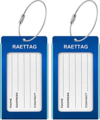 RAETTAG Luggage Tags Business Card Holder Aluminum Travel ID Bag Tag