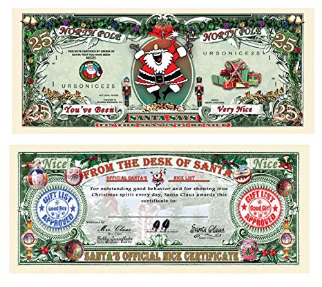 TheGag 25-Santa's Official Naughty and Nice List Certificates-GIVE ONE OUT EACH DAY DURING CHRISTMAS