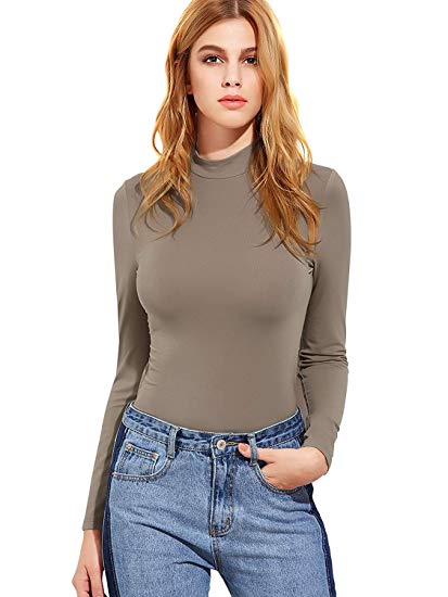 DIDK Women's Backless Long Sleeve Bodysuit