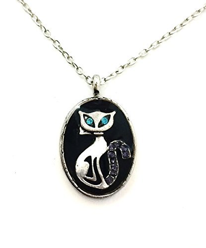 Handmade Cat Necklace - Animal Jewelry - Gems
