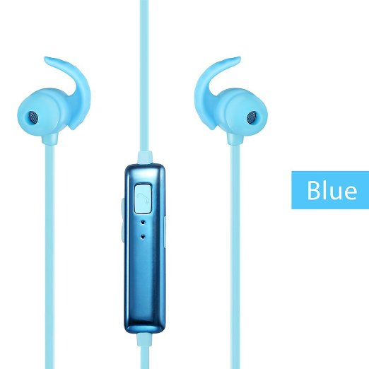 Ecandy Universal Wireless Music A2DP Stereo Bluetooth Headset Universal Headset Earphone Headphone For cellphones such as iPhone Nokia HTC Samsung LG Moto PC iPad PSP and so on and enabled Bluetooth-Blue