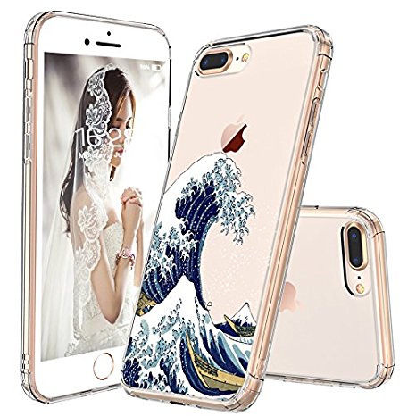 iPhone 8 Plus Case, iPhone 7 Plus Case, MOSNOVO Tokyo Wave Clear Design Pattern Printed Plastic Hard with TPU Bumper Protective Case Cover for iPhone 7 Plus (2016)/iPhone 8 Plus (2017)