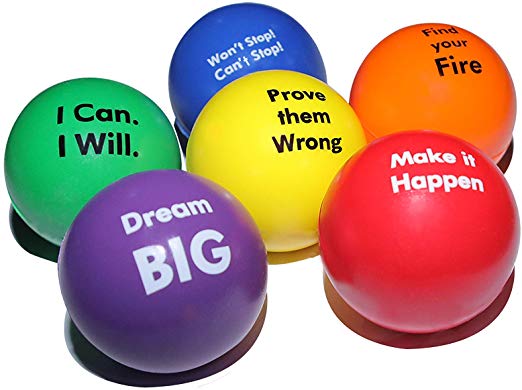Pure Origins | Motivational Stress Balls | Hand Exercise|Gift 6-Pack |Fidget Accessory for Stress Relief, Special Needs, Concentration, Anxiety, Motivation, ADHD, Autism and Team Building (Spirit)
