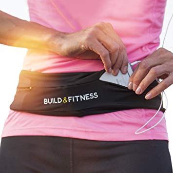 Running Belt, Fitness Belt, Flip Waist Belt with Key Clip, Fits iPhone 6,7,8 plus, X. Unisex. 5 Colours. For Gym Workouts, Exercise, Cycling, Walking, Jogging, Yoga, Sport, Travel & Outdoor Activities