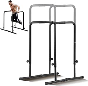 VEVOR Dip Bars, 440 lbs Capacity, Heave Duty Dip Stand Station with Adjustable Height, Fitness Workout Dip Bar Station Stabilizer Parallette Push Up Stand, Parallel Bars for Strength Training Home Gym