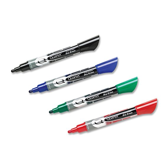 Quartet EnduraGlide Dry-Erase Markers, Bullet Tip, Assorted Colors, 4 Pack (5001-1M)