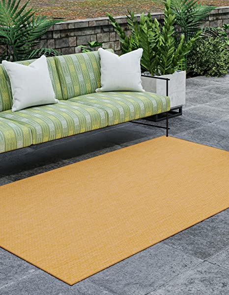 Unique Loom Outdoor Solid Collection Area Rug - Solid (Rectangular 5' 3" x 8' 0", Yellow)