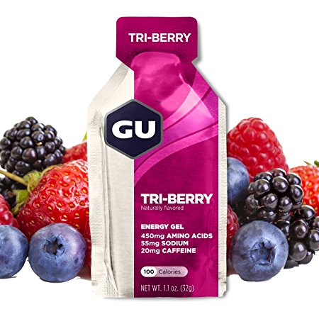 GU Original Sports Nutrition Energy Gel, Tri Berry, 8-Count