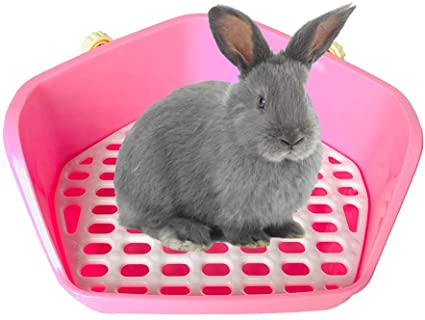 kathson Rabbit Litter Box, Small Animal Potty Trainer Corner Pet Toilet Litter Bedding Box Pan for Guinea Pig, Hamster, Bunny, Ferrets, Mouse