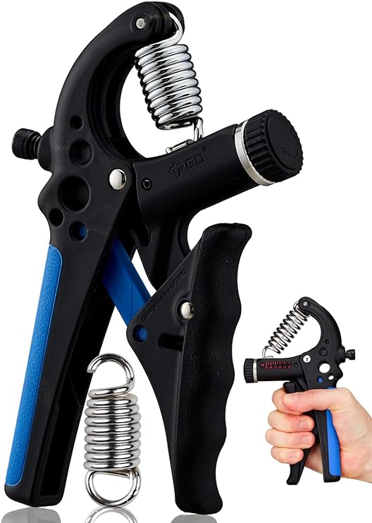 GD Grip2 Hand Grip Strengthener (Grip Strength Trainer) Adjustable Gripper (22~77lbs) Forearm and Wrist Exerciser Strengthener for Grip Strength