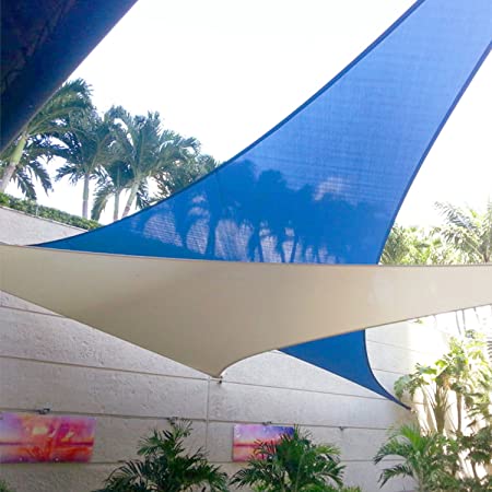 E&K Sunrise 8'x8'x8' Sun Shade Sail Beige Equilateral Triangle Canopy - Outdoor Shade Cloth 180 GSM UV Block Fabric,Curve Edge-Customized