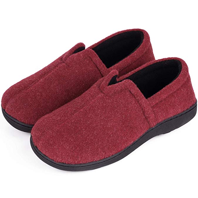 VeraCosy Men's Women's Comfort Micro Wool Felt Memory Foam Loafer Slippers Anti-Skid House Shoes for Indoor Outdoor Use