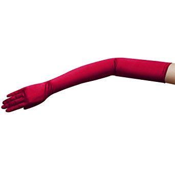 ZaZa Bridal 23.5" Long Shiny Stretch Satin Dress Gloves Opera Length 16BL
