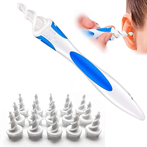 New QGrips Ear Wax Remover -Family Ear Cleaner Safe Soft Q-Grips Ear Wax Removal Tool with 16 Pcs Replacement Silicone Heads - Qgrips Ear Wax Remover Kit for Kids & Adults