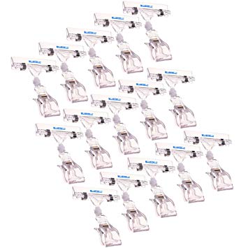 BCP 15pcs Clear Color Plastic Rotatable POP Clip-on Style Merchandise Sign Display Clip Holder