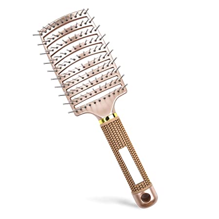 Vent Brush,Flex Vented Detangling Styling Hair Brush for Long Thick Curly Hair, Massage Brush for Women, Gold