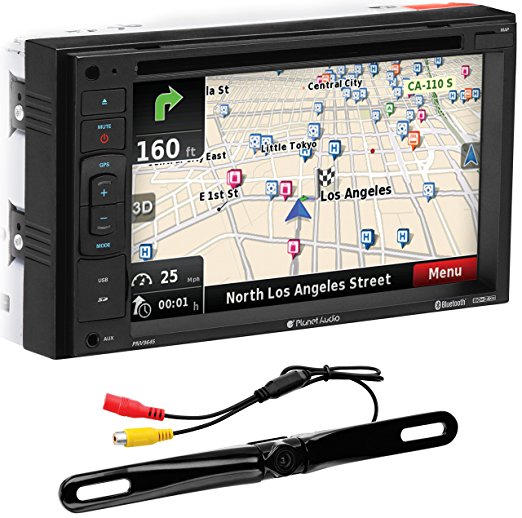 Planet Audio PNV9645RC Bluetooth, Navigation, Double Din, 6.2" Touch Screen, DVD/CD/USB/SD/MP3 AM/FM Receiver, License Plate Camera Included