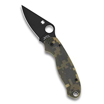 Spyderco Para 3 Folding Knife - Camoflauge G-10 Handle with PlainEdge, Full-Flat Grind, CPM S30V Steel Black Blade and Compression Lock - C223GPCMOBK