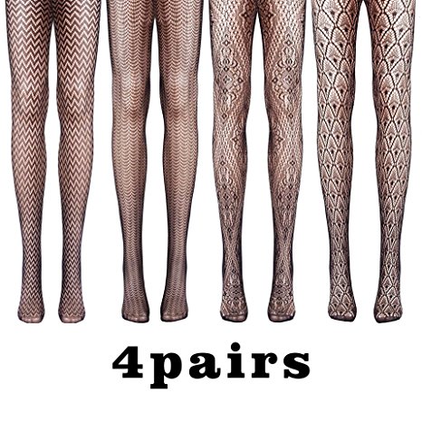 4 Pairs Women's Fishnet Lace Stocking Pantyhose Tights