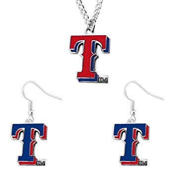 Texas Rangers NCAA Necklace And Dangle Earring Set Charm