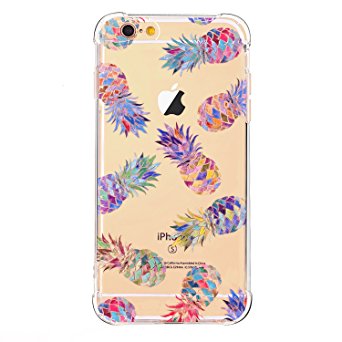 iPhone 6 6S Case, LUOLNH Slim Shockproof Clear Floral Pattern Soft Flexible TPU Back Cover [4.7 inch] - 7 Color Pineapple