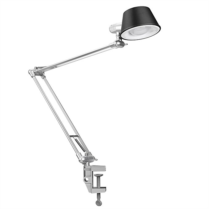 LE Swing Arm LED Desk Lamps, Dimmable Office Table Lamp, Flexible Clamp-on Stand, Touch Control, Eye Care Metal, Memory Function Reading Lights