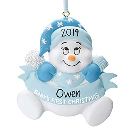 Miles Kimball Personalized Snowbaby's First Christmas Ornament, Blue