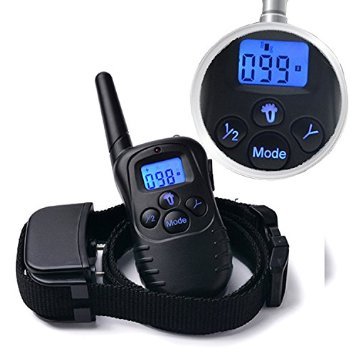 Petiner 330 Yards Rechargeable LCD Remote Shock Pet Dog Training Collars No Bark Collar with Safe Beepvibrationshock Electronic Upgraded-blue Backlight Screen