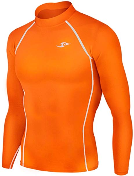New 137 Skin Tight Compression Base Layer Orange Running Shirt Mens S - 2xl