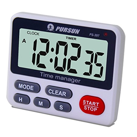 Digital Kitchen Cooking Timer Clock - XREXS Simultaneous Timing Countdown Up Pocket Timer with alarm clock, Large Led Display, Memory, Stopwatch Function, Magnetic Back (Battery included)