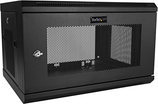 StarTech.com 2 Post 6U 19" Wall Mount Network Cabinet - 15" Deep Locking IT Switch Depth Enclosure - Vented Computer/Electronics Equipment Data Rack w/Shelf & Hook & Loop Tape /Assembled (RK616WALM)