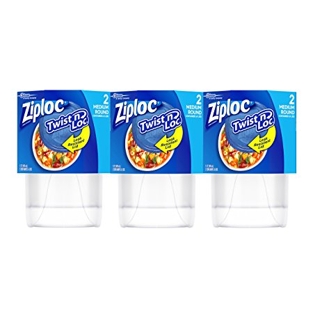 Ziploc Twist N Loc Container, Medium, 6 Count