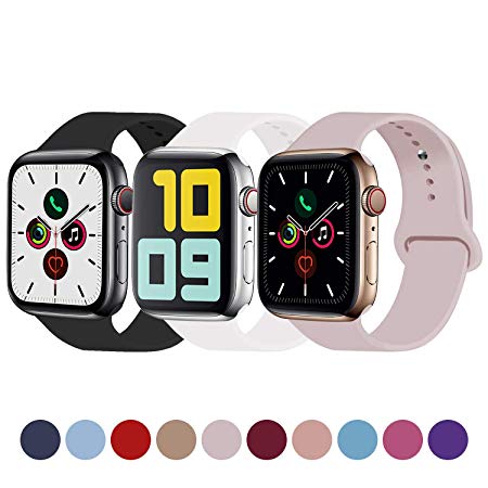 Idon 3-Pack Sport Band Compatible for Apple Watch Band 38MM 40MM 42MM 44MM, Soft Silicone Sport Bands Replacement Strap Compatible with Apple Watch Series 5 iWatch Series 4/3/2/1 Sport Nike  Edition